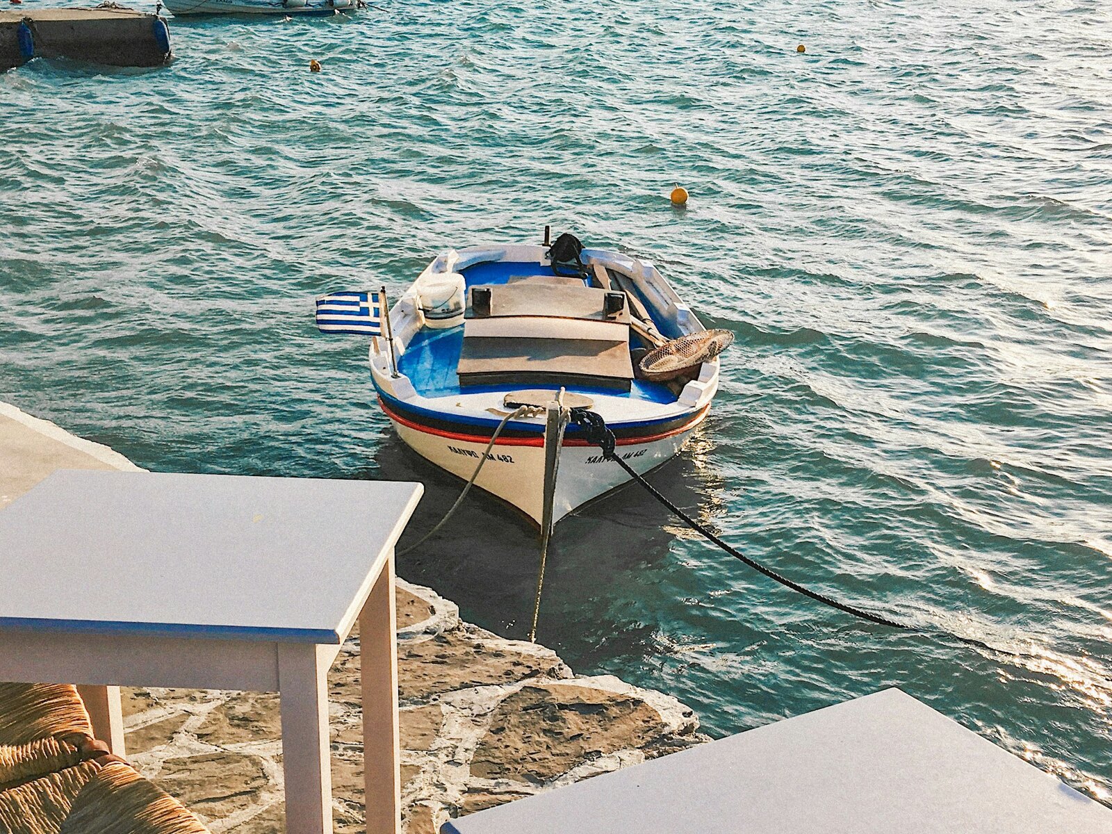 The wooden pier on the main beach of Pefkochori